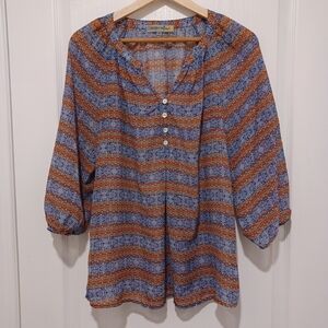 Semi Sheer Paisy Syle Pattern Blouse